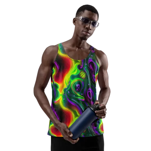 Ultraviolet Lava on a Men's Tank Top