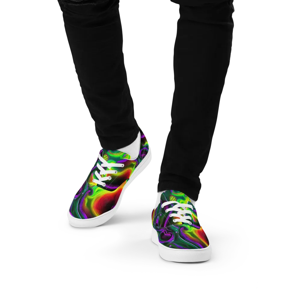 Ultraviolet Lava on Men's Lace-Up Canvas Shoes — Front