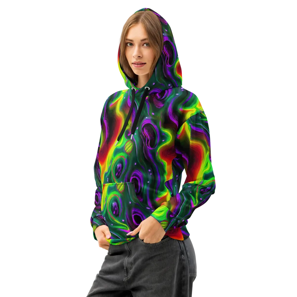 Ultraviolet Lava on Cotton Hoodie — Left Front