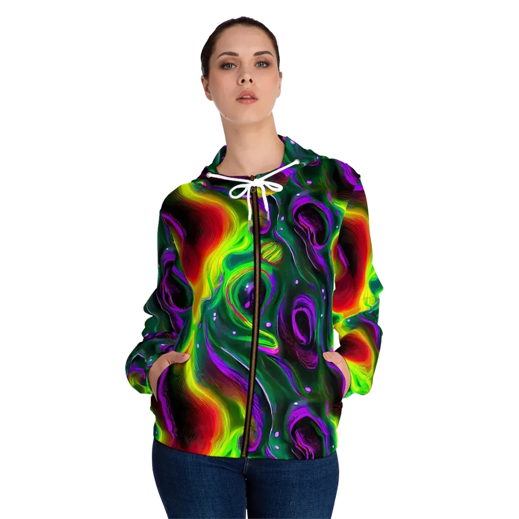 Ultraviolet Lava on Women's Full-Zip Hoodie — Front On Person