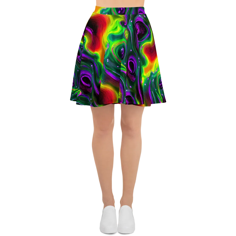 Ultraviolet Lava on Skater Skirt — Front