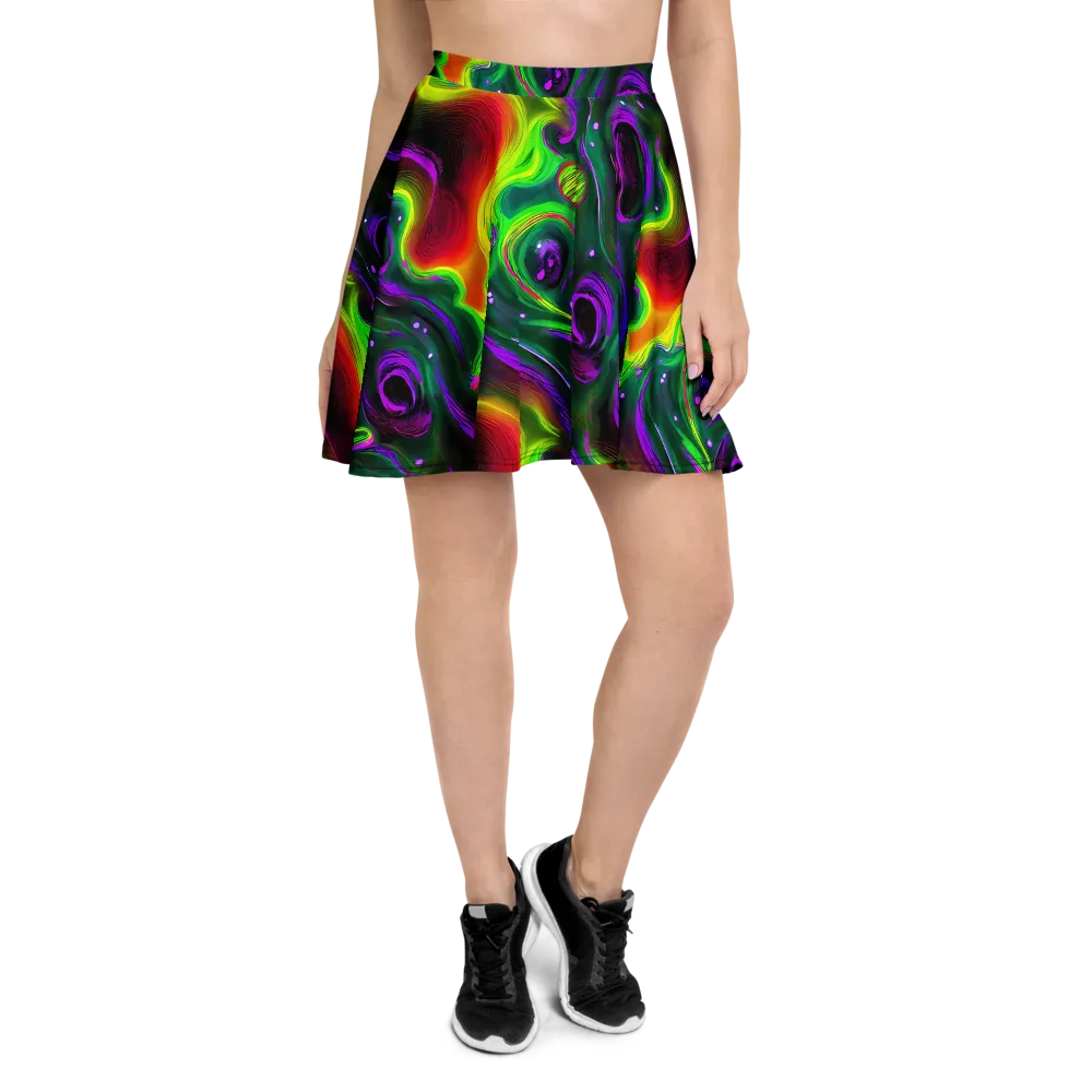 Ultraviolet Lava on Skater Skirt — Front