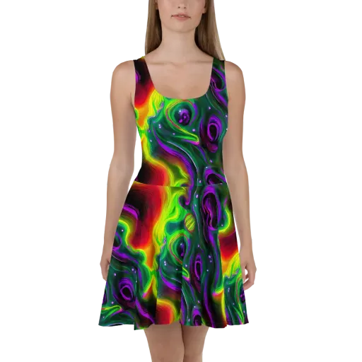 Ultraviolet Lava on a Skater Dress