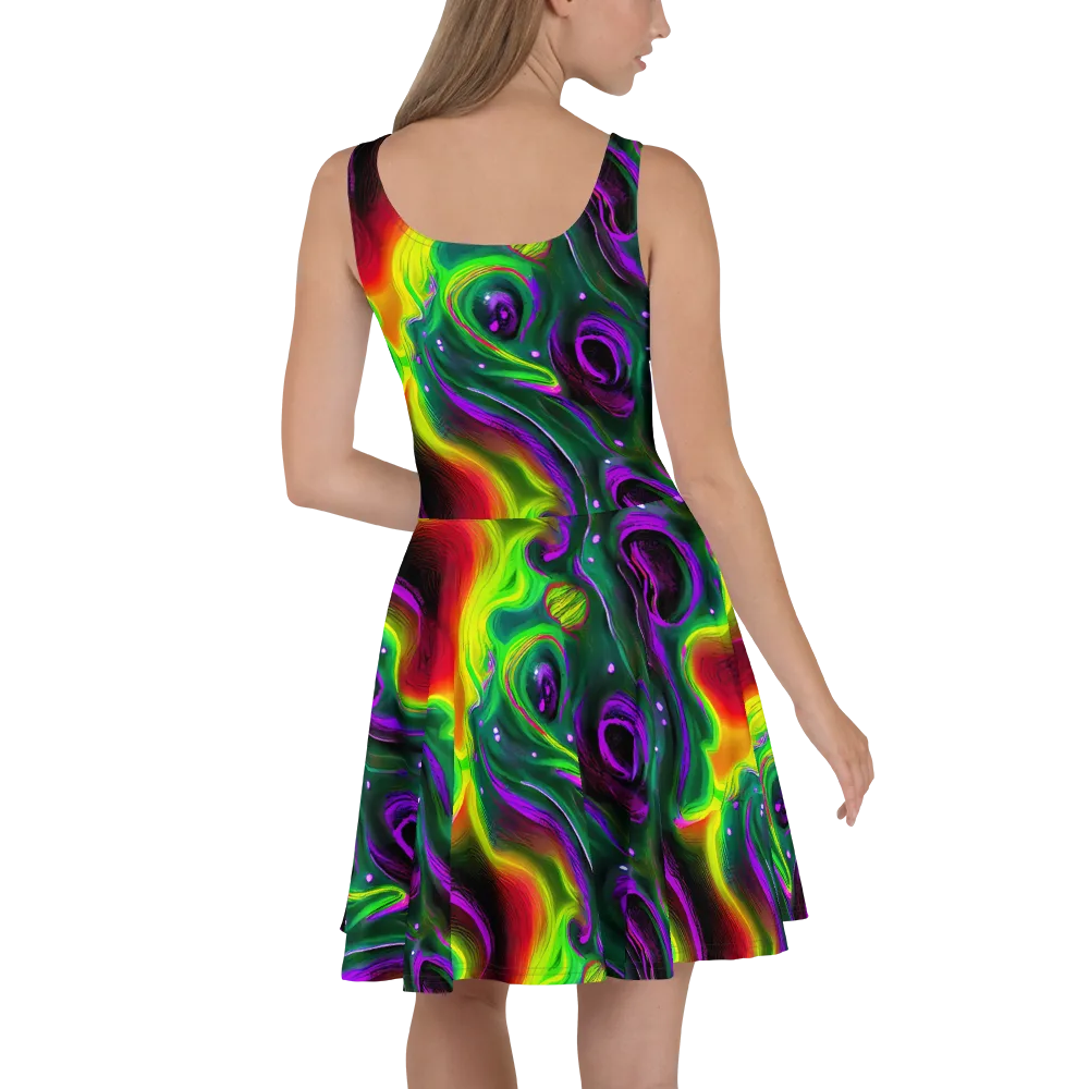 Ultraviolet Lava on Skater Dress — Back