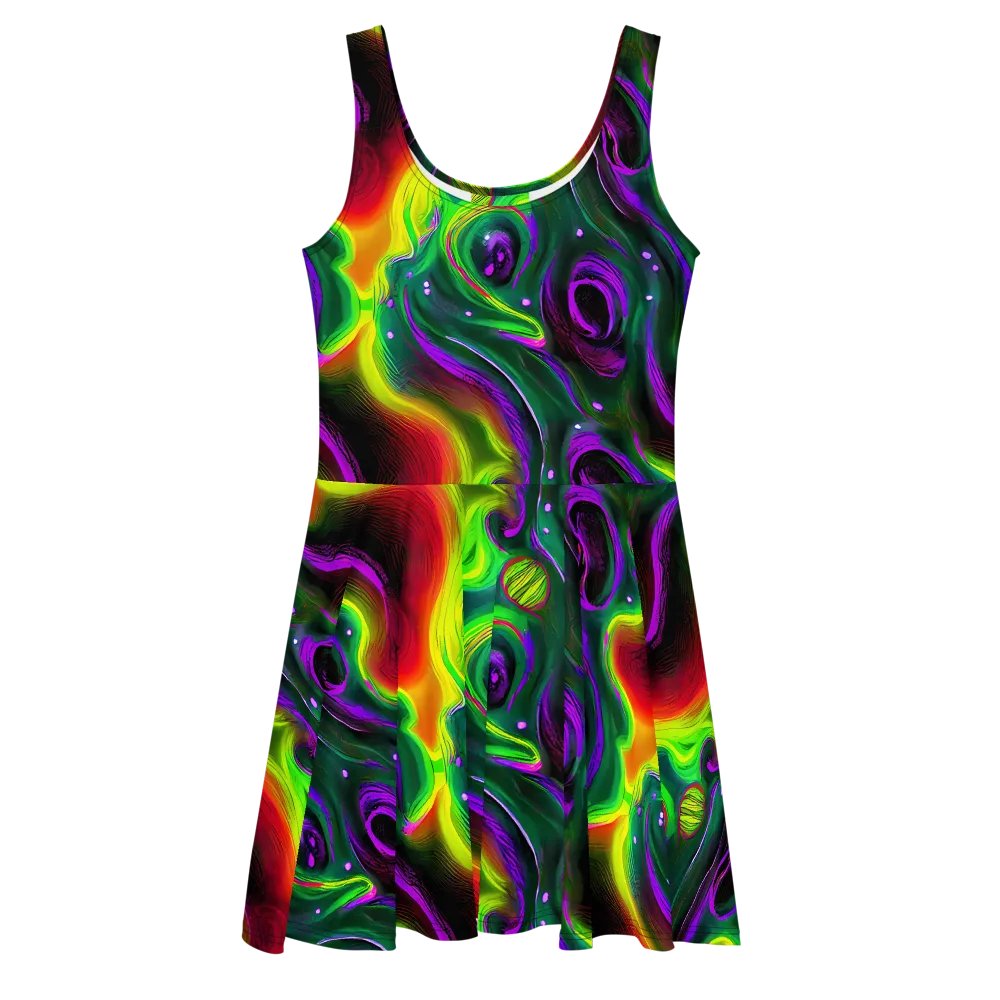 Ultraviolet Lava on Skater Dress — Front