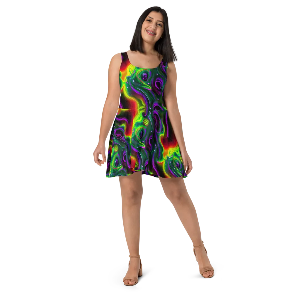 Ultraviolet Lava on Skater Dress — Front
