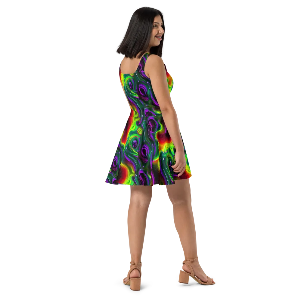 Ultraviolet Lava on Skater Dress — Right