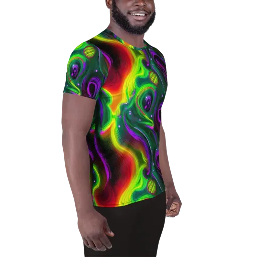 Ultraviolet Lava on a Men's Athletic T-Shirt