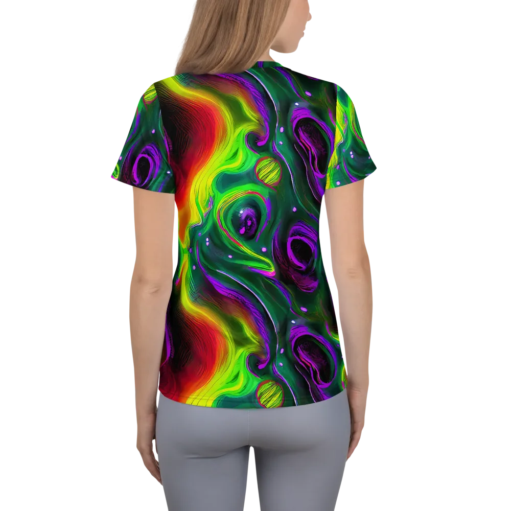 Ultraviolet Lava on Women's Athletic T-Shirt — Back