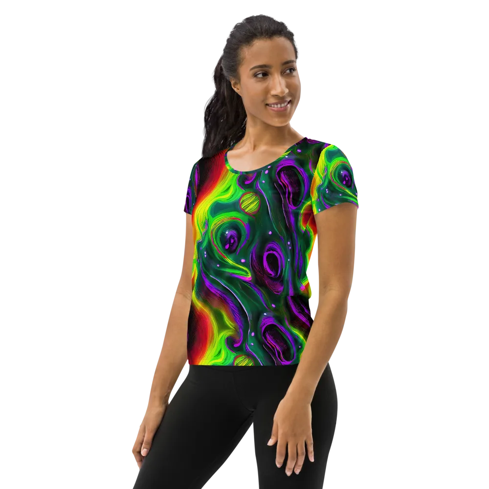 Ultraviolet Lava on Women's Athletic T-Shirt — Left