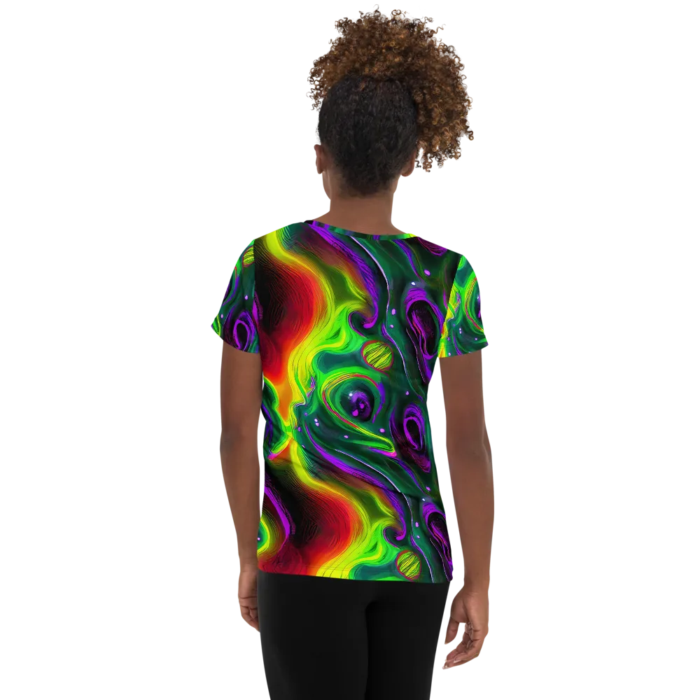 Ultraviolet Lava on Women's Athletic T-Shirt — Back