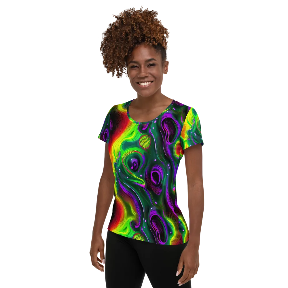 Ultraviolet Lava on Women's Athletic T-Shirt — Left