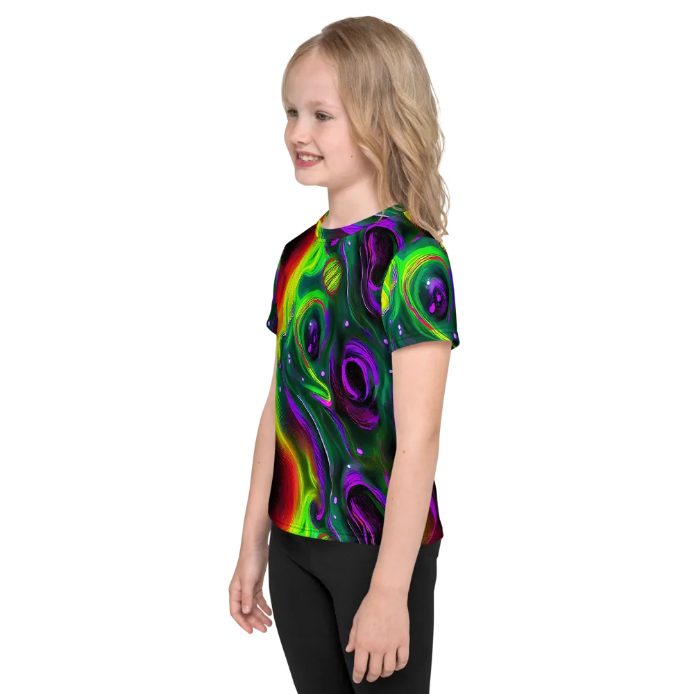 Ultraviolet Lava on Kids Crew Neck T-Shirt — Left