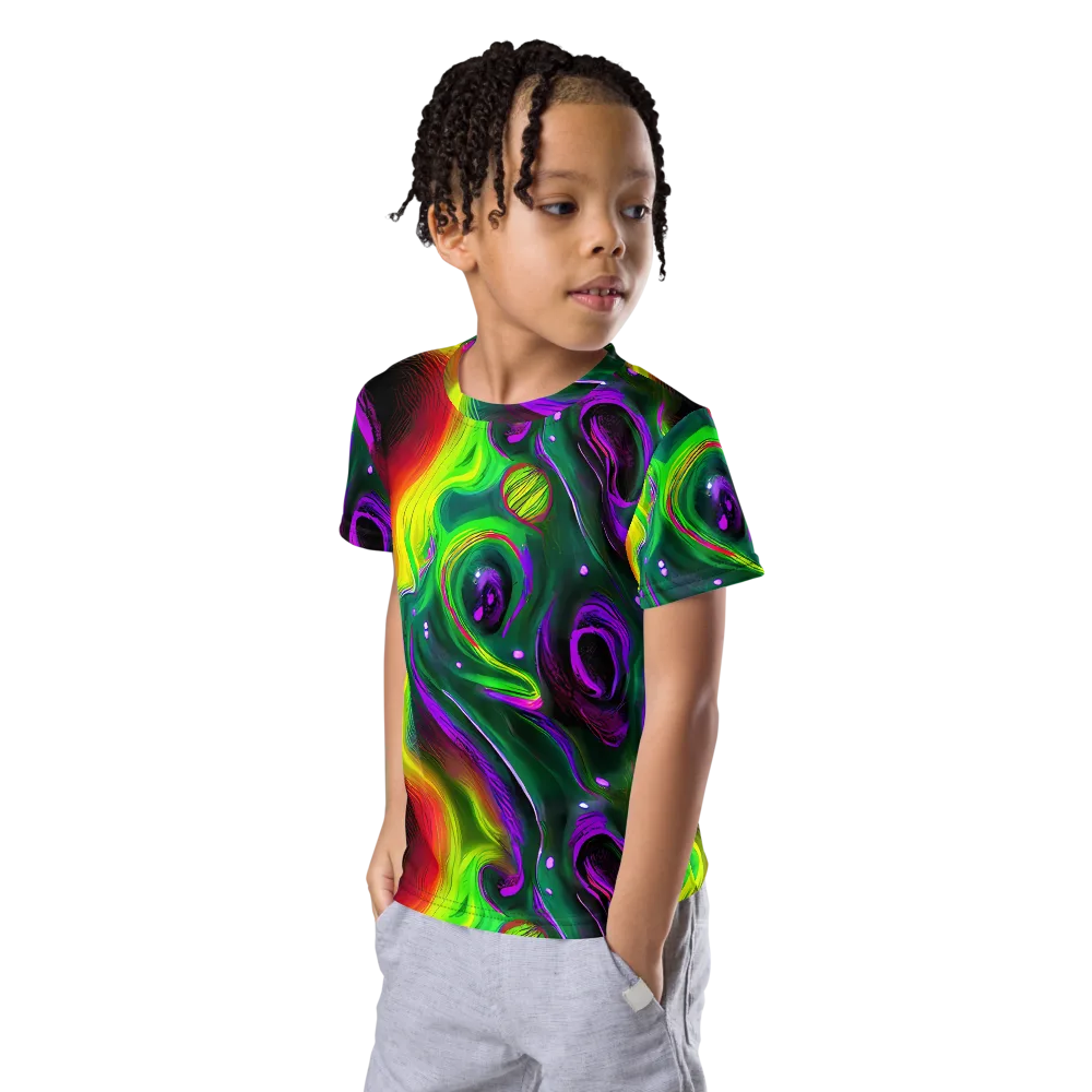 Ultraviolet Lava on Kids Crew Neck T-Shirt — Left Front