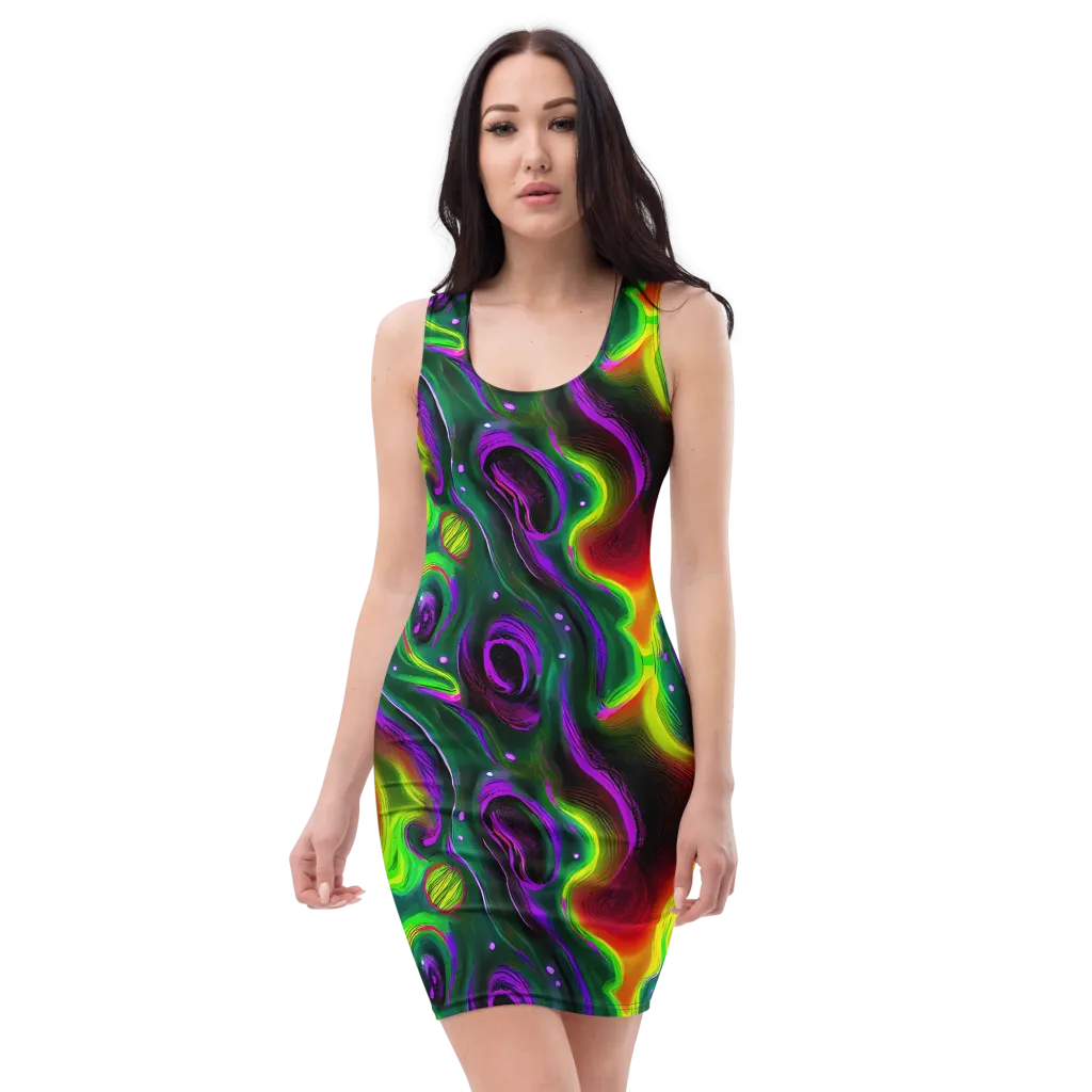 Ultraviolet Lava on Bodycon Dress — Front