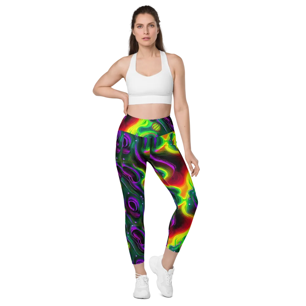 Ultraviolet Lava on Leggings with Pockets — Front