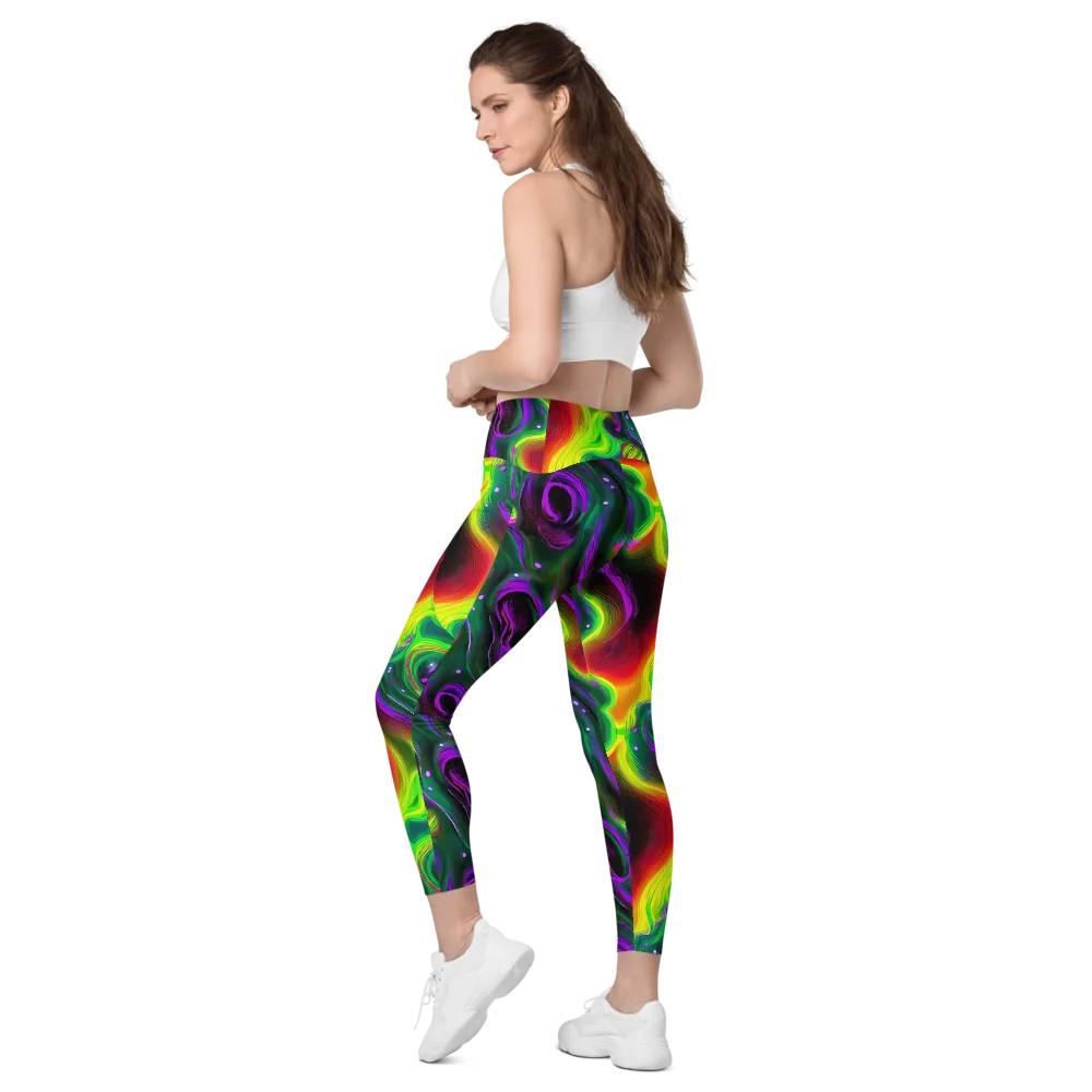 Ultraviolet Lava on Leggings with Pockets — Left Back