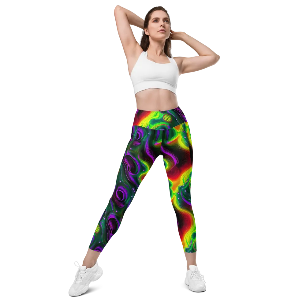 Ultraviolet Lava on Leggings with Pockets — Front