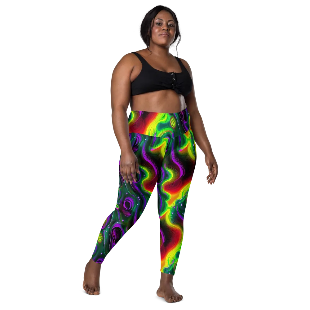 Ultraviolet Lava on Leggings with Pockets — Front
