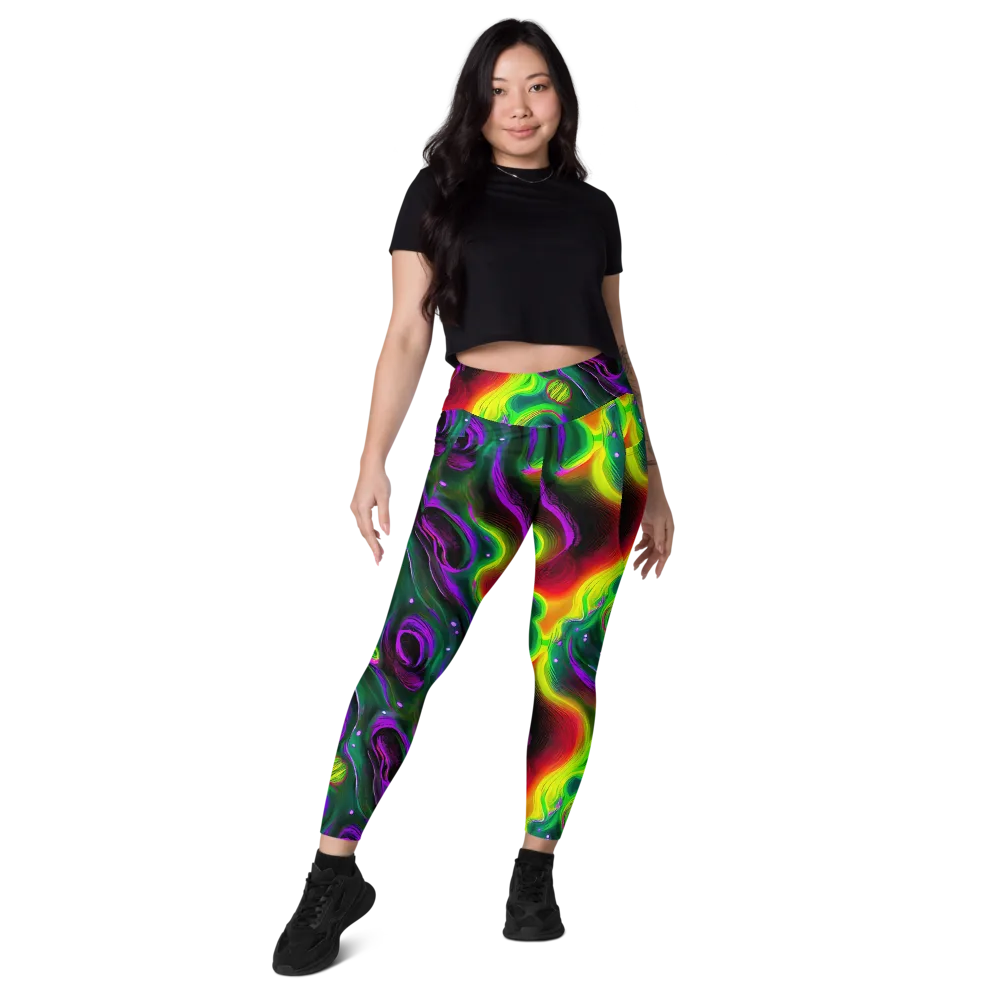 Ultraviolet Lava on Leggings with Pockets — Front