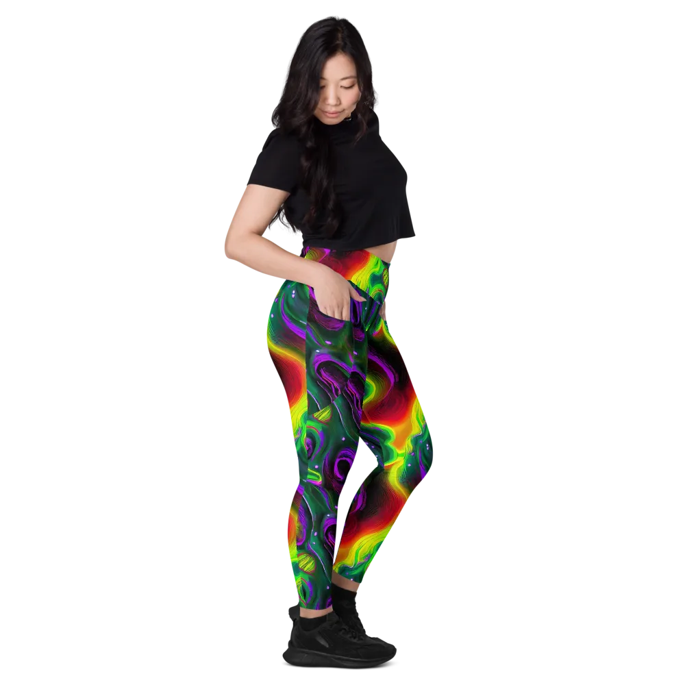 Ultraviolet Lava on Leggings with Pockets — Right