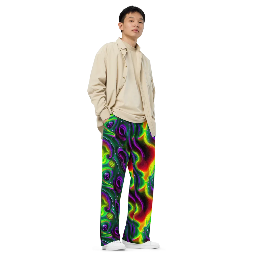 Ultraviolet Lava on Wide-Leg Pants — Right Front