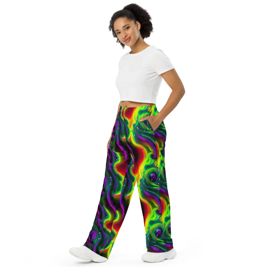 Ultraviolet Lava on Wide-Leg Pants — Left Front