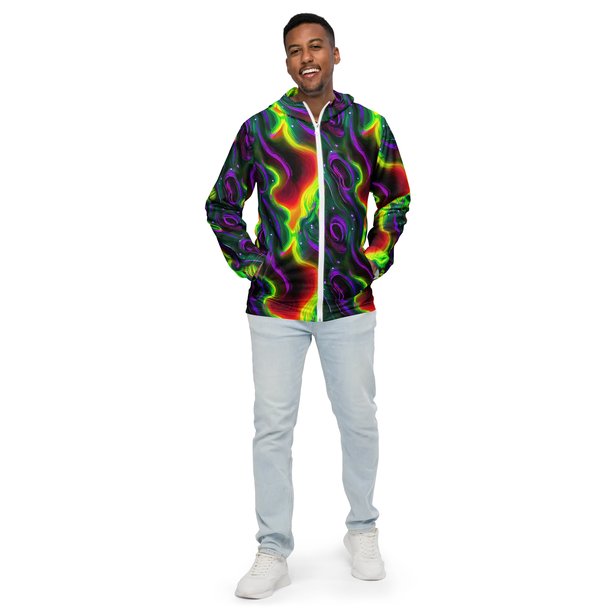 Ultraviolet Lava on Men's Windbreaker — Front