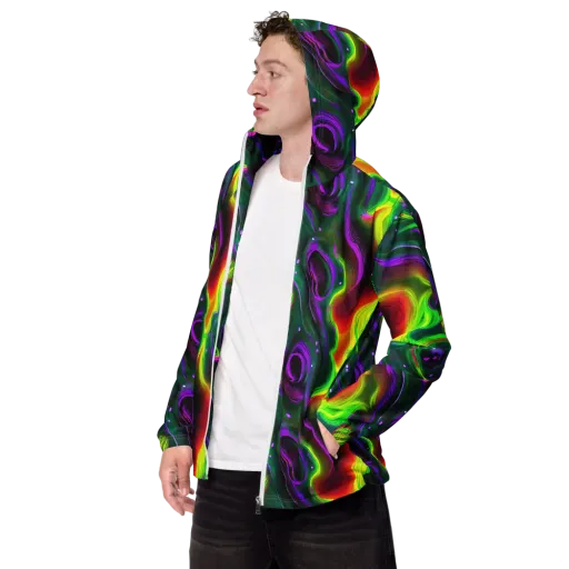 Ultraviolet Lava on a Men's Windbreaker