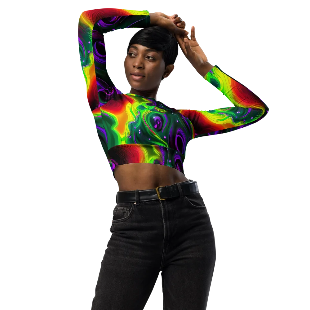 Ultraviolet Lava on Long Sleeve Crop Top — Front