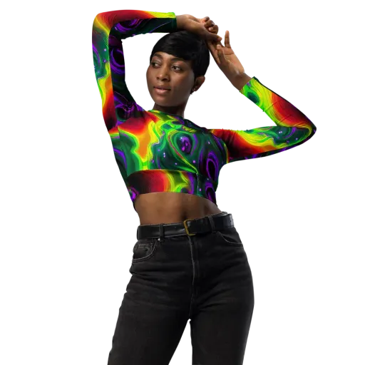 Ultraviolet Lava on a Long Sleeve Crop Top