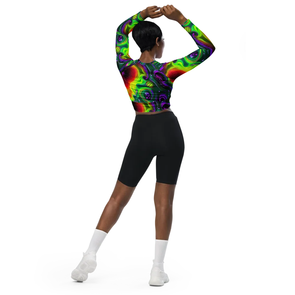 Ultraviolet Lava on Long Sleeve Crop Top — Back