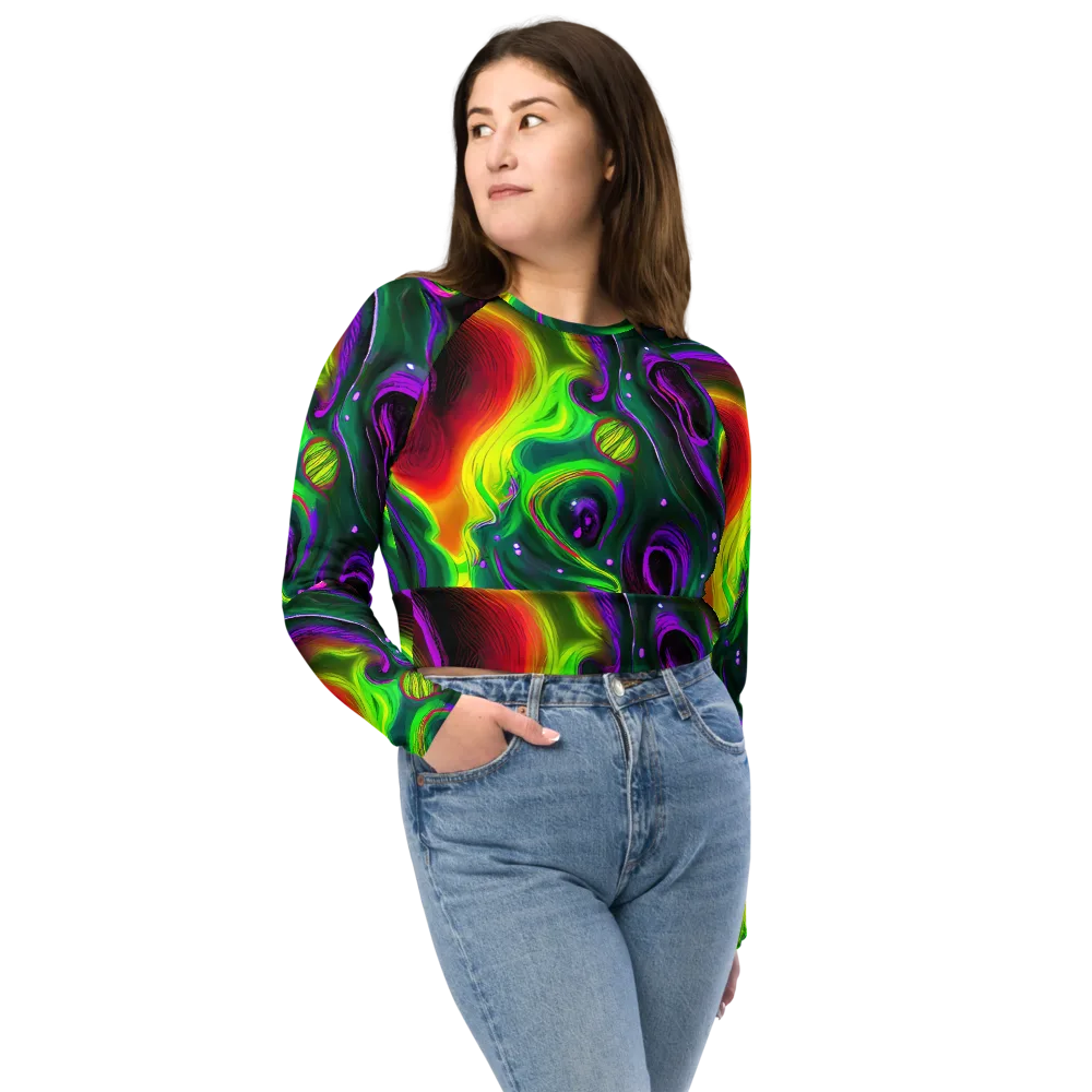 Ultraviolet Lava on Long Sleeve Crop Top — Front