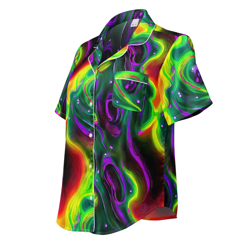 Ultraviolet Lava on Women's Short Sleeve Pajama Top — Left Front