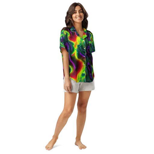 Ultraviolet Lava on a Women's Short Sleeve Pajama Top