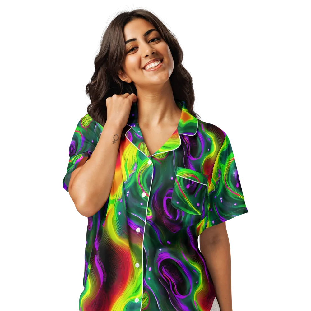 Ultraviolet Lava on Women's Short Sleeve Pajama Top — Front