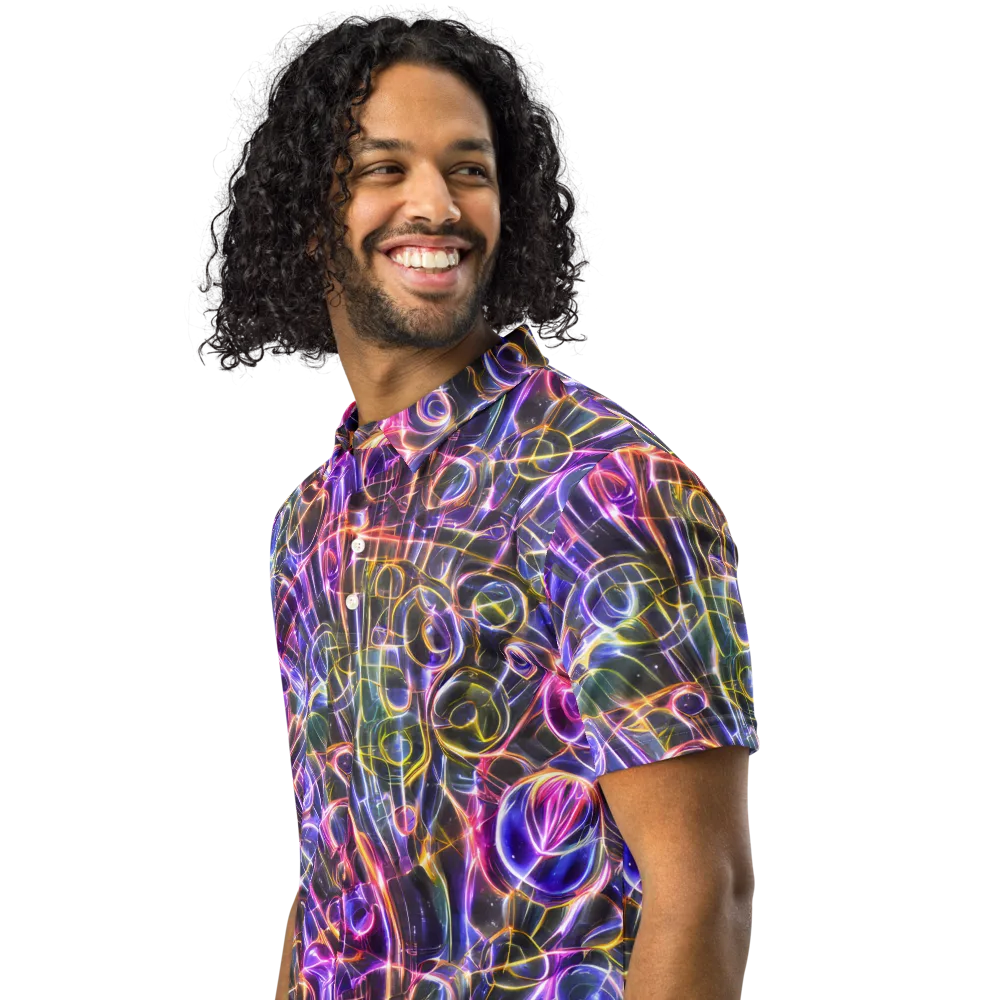 Violet Static on Men's Slim Fit Polo Shirt — Left Front