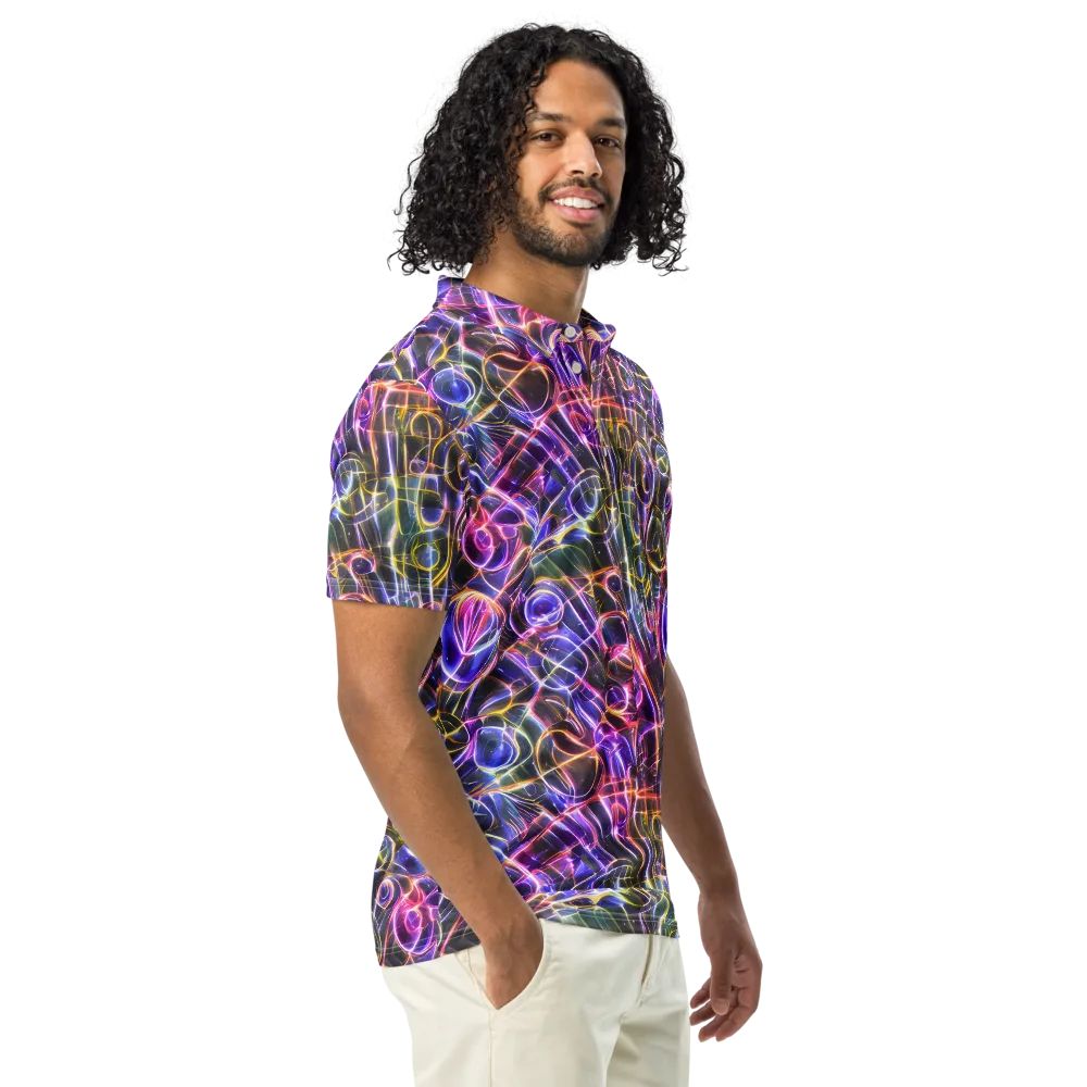 Violet Static on Men's Slim Fit Polo Shirt — Right Front
