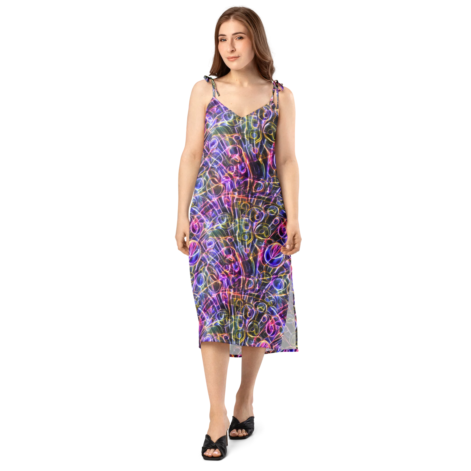 Violet Static on Slip Dress — Front