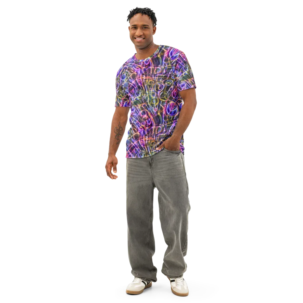 Violet Static on Men's Cotton Crew Neck T-Shirt — Front