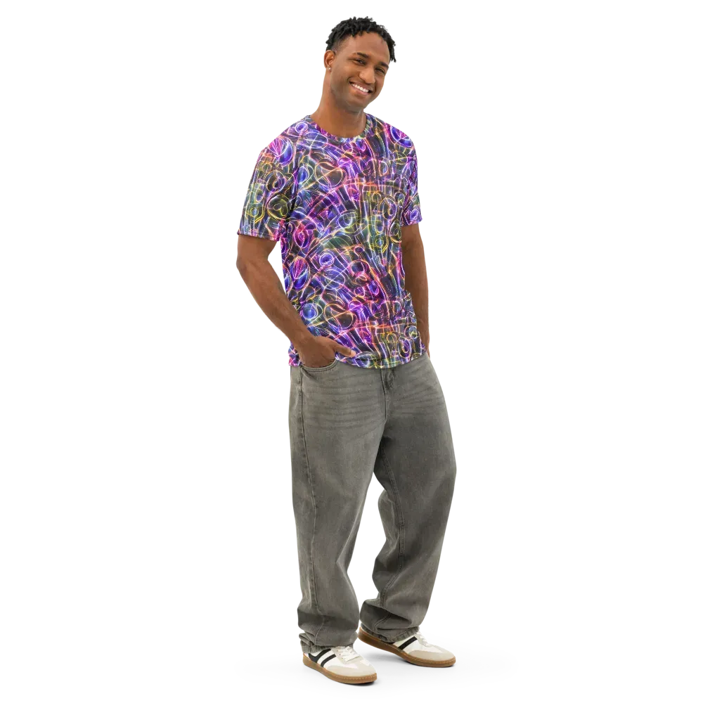 Violet Static on Men's Cotton Crew Neck T-Shirt — Right Front