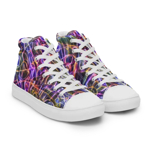 Violet Static on a Men's High Top Canvas Shoes