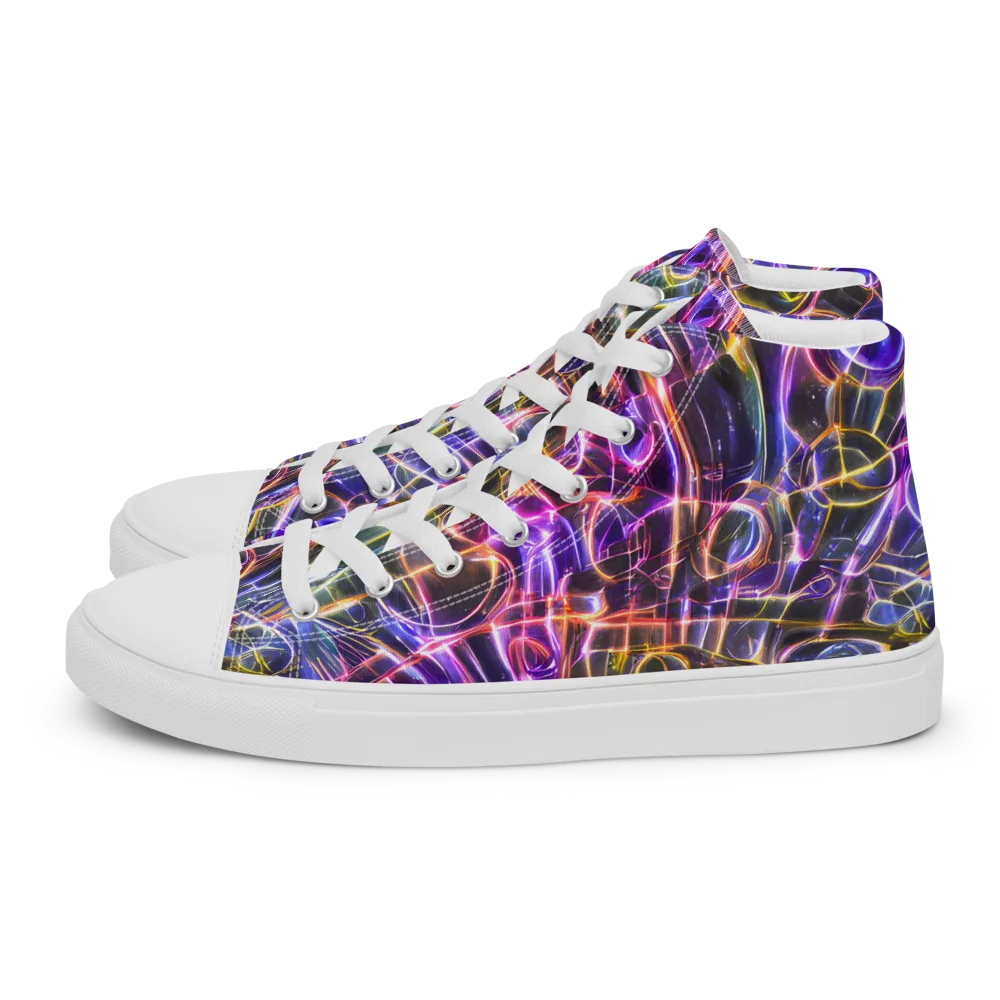 Violet Static on Men's High Top Canvas Shoes — Left