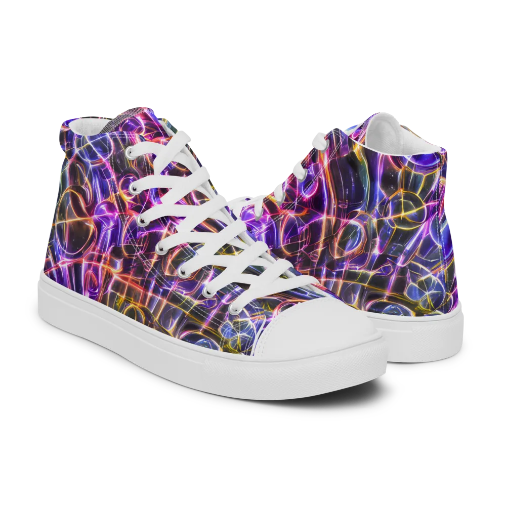 Violet Static on Men's High Top Canvas Shoes — Right