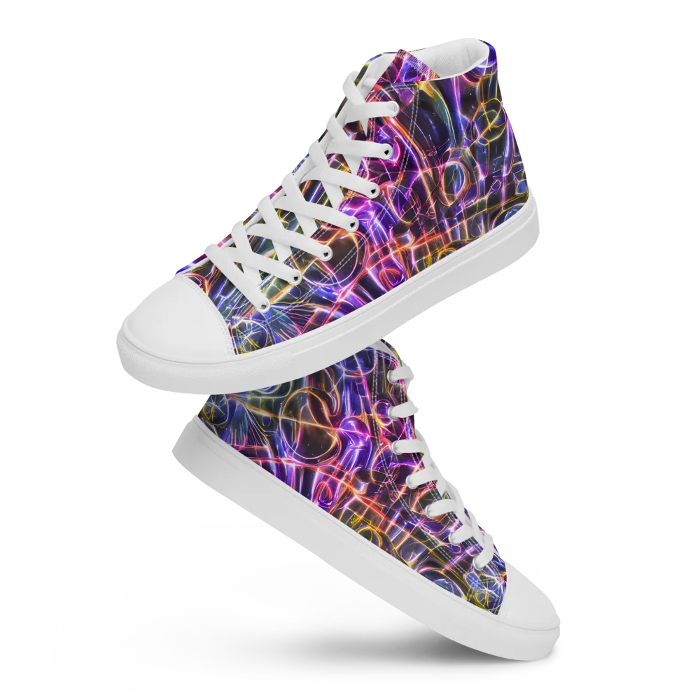 Violet Static on Men's High Top Canvas Shoes — Front