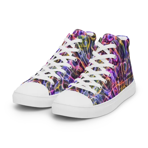 Violet Static on a Women's High Top Canvas Shoes
