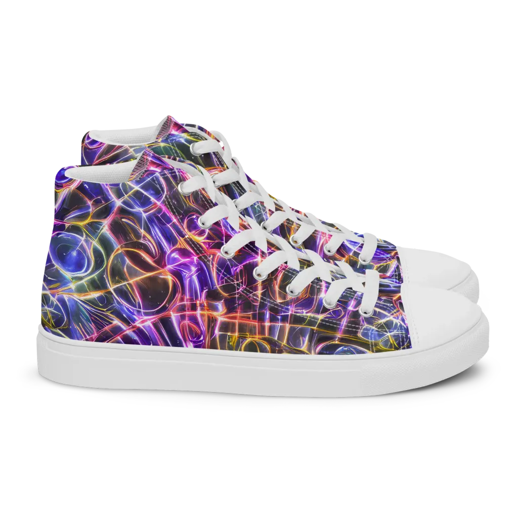 Violet Static on Women's High Top Canvas Shoes — Right
