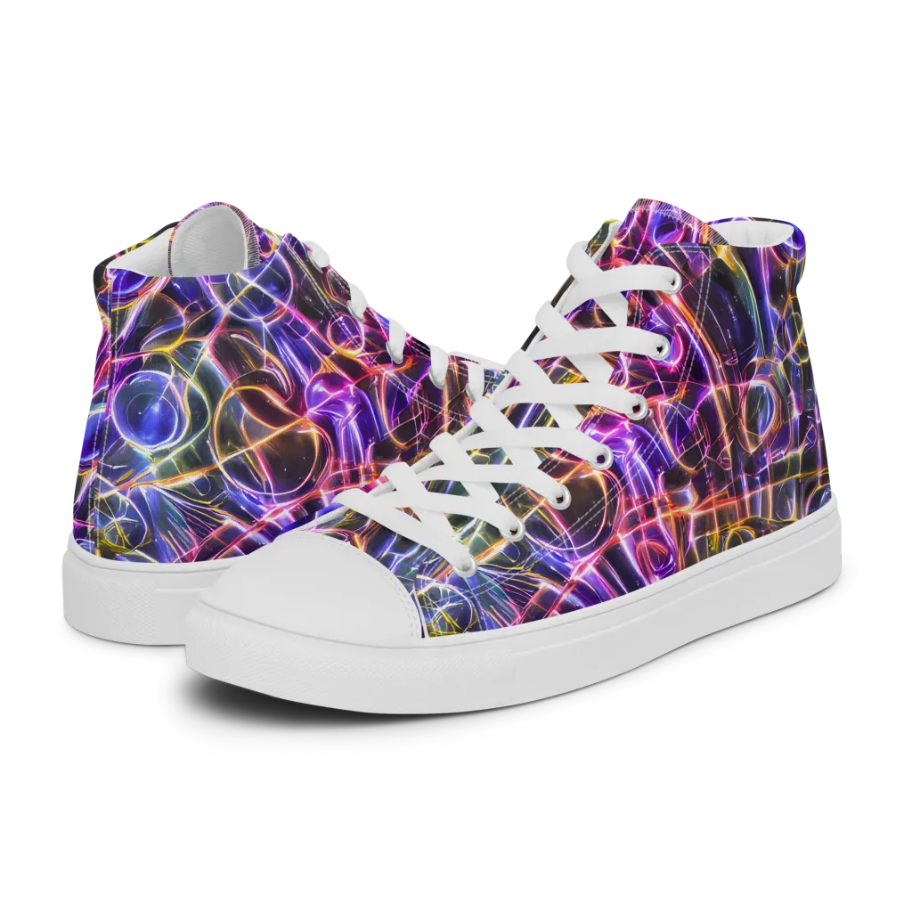 Violet Static on Women's High Top Canvas Shoes — Left