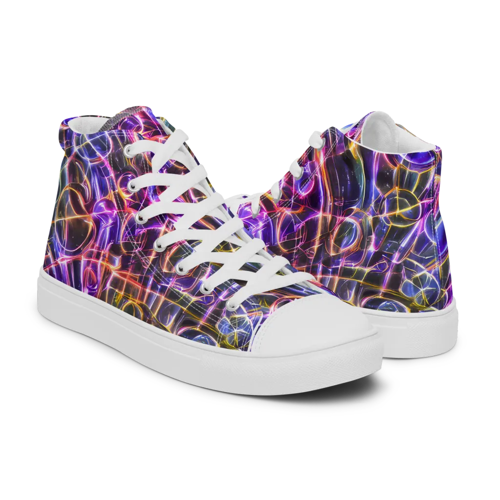 Violet Static on Women's High Top Canvas Shoes — Right