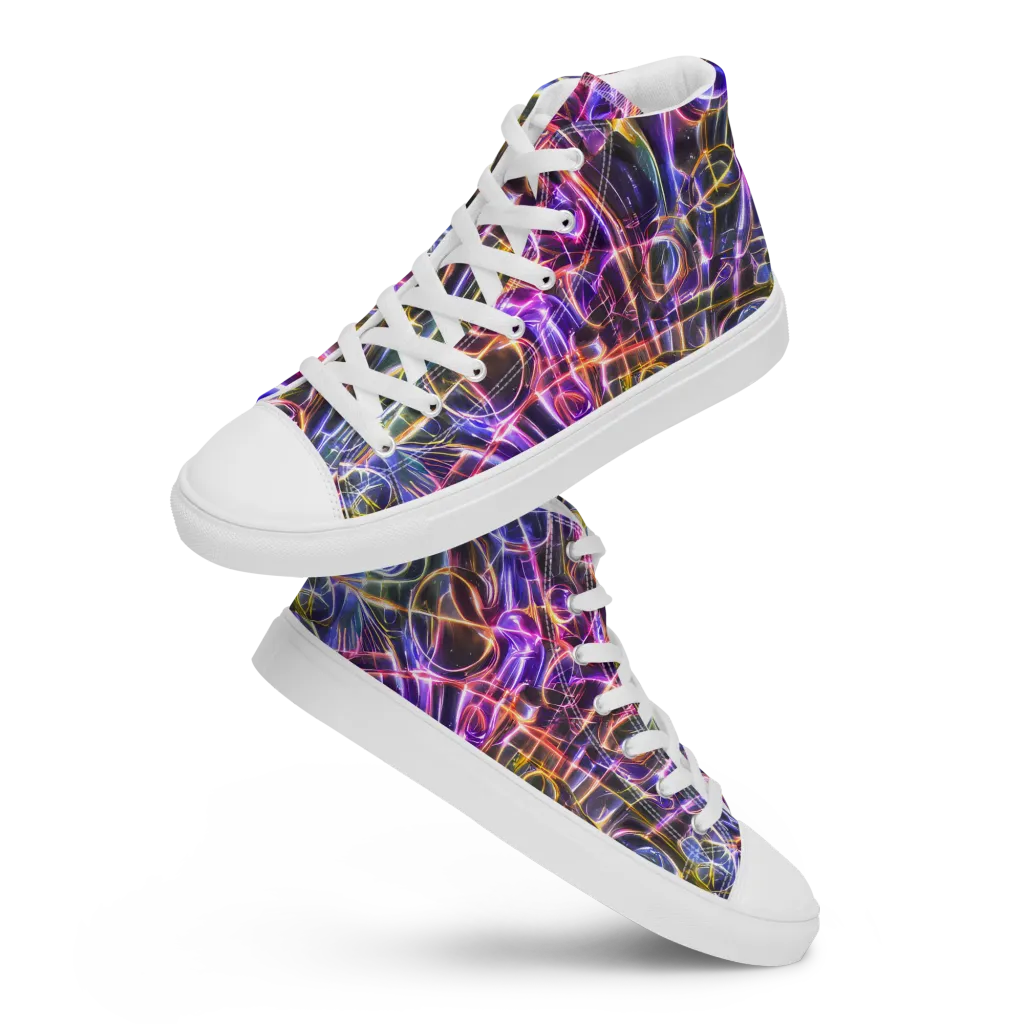 Violet Static on Women's High Top Canvas Shoes — Front